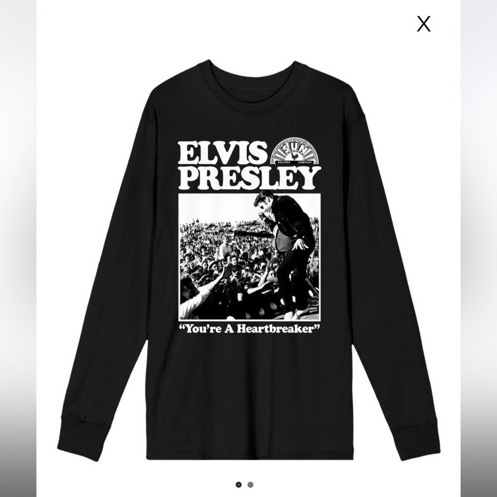 Men's Sun Records Elvis Presley Long Sleeve Graphic Tee